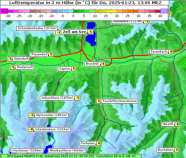 Temperatur, 23. 1. 2025