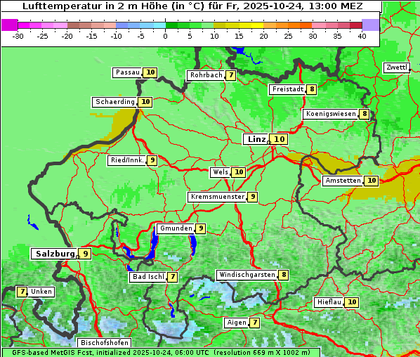 Temperatur, 24. 10. 2025
