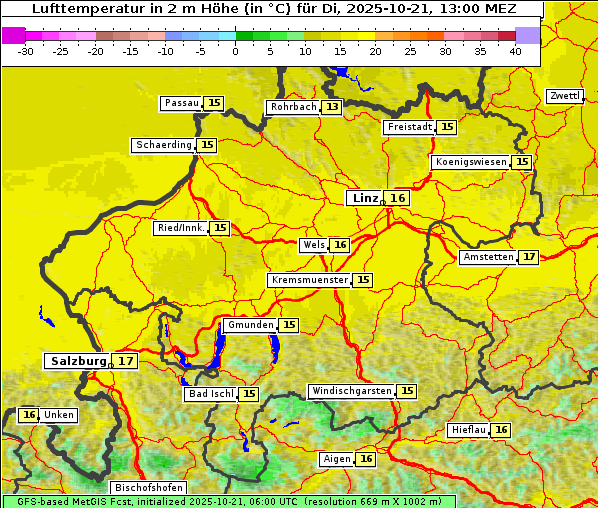 Temperatur, 21. 10. 2025