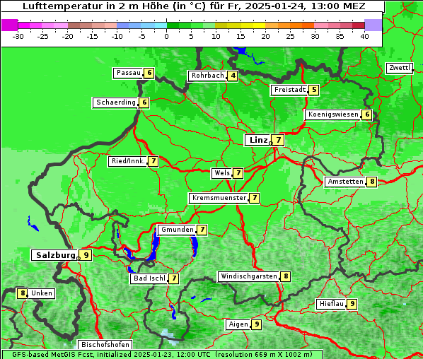 Temperatur, 24. 1. 2025