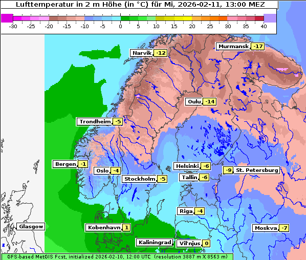 Temperatur, 11. 2. 2026