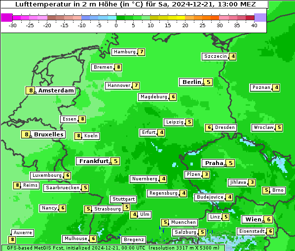 Temperatur, 21. 12. 2024