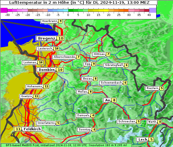 Temperatur, 19. 11. 2024