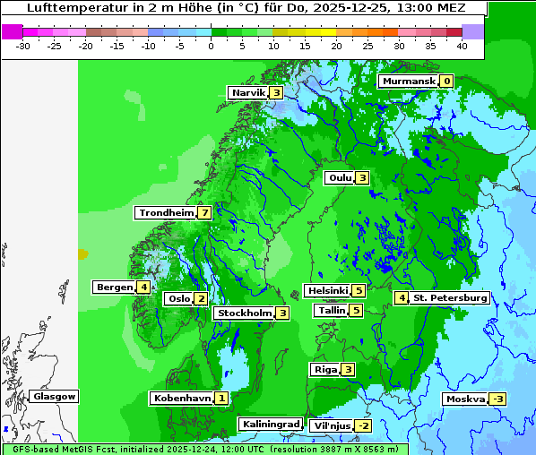 Temperatur, 25. 12. 2025