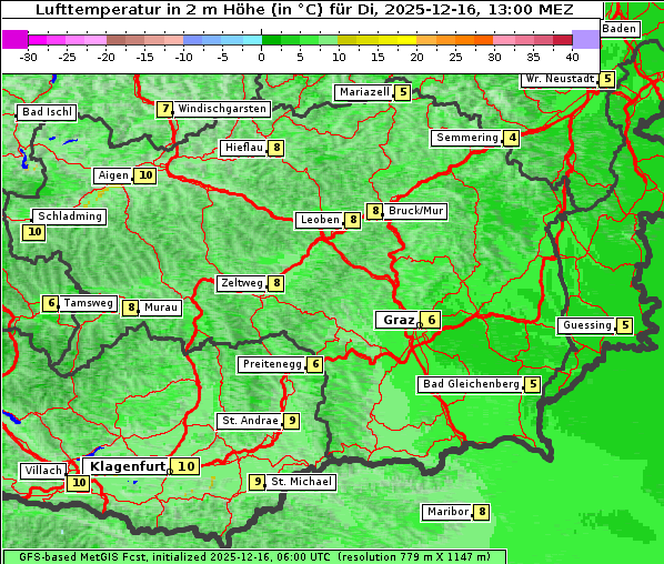 Temperatur, 16. 12. 2025