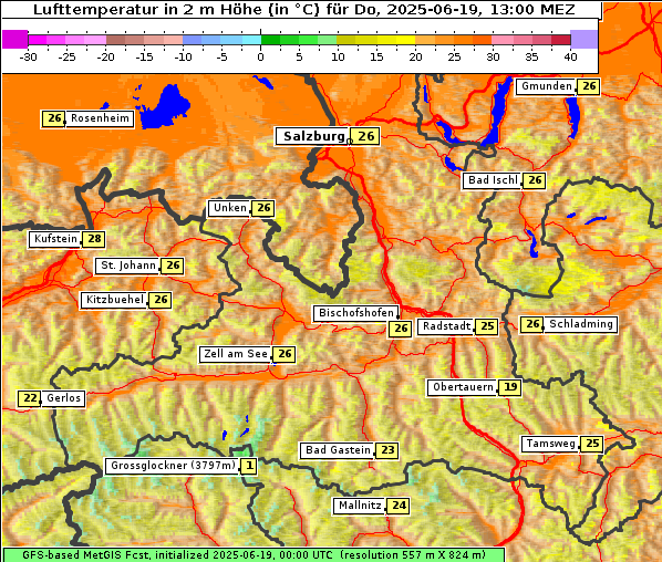 Temperatur, 19. 6. 2025