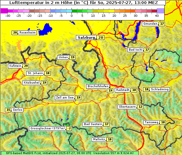 Temperatur, 27. 7. 2025