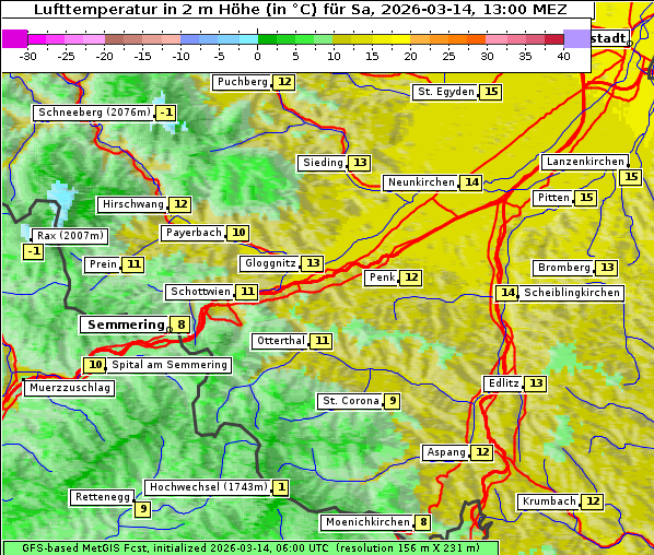 Temperatur, 14. 3. 2026