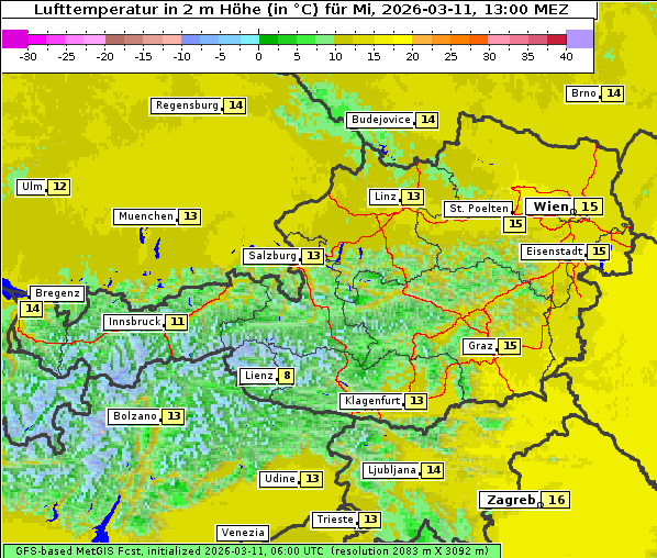 Temperatur, 11. 3. 2026
