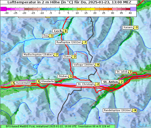 Temperatur, 23. 1. 2025