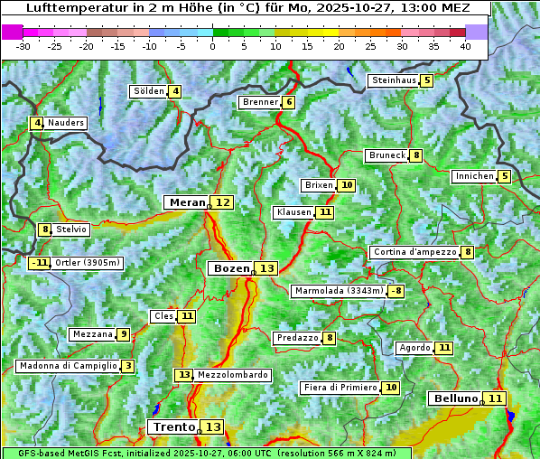Temperatur, 27. 10. 2025