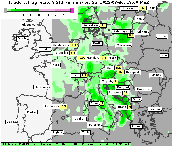 Niederschlag, 30. 8. 2025