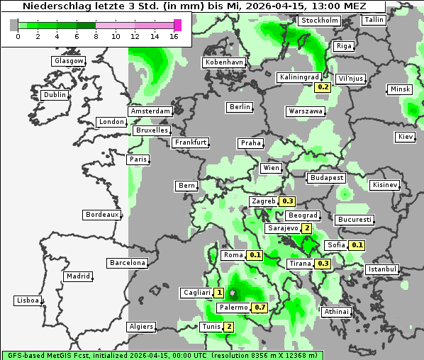 Niederschlag, 15. 4. 2026