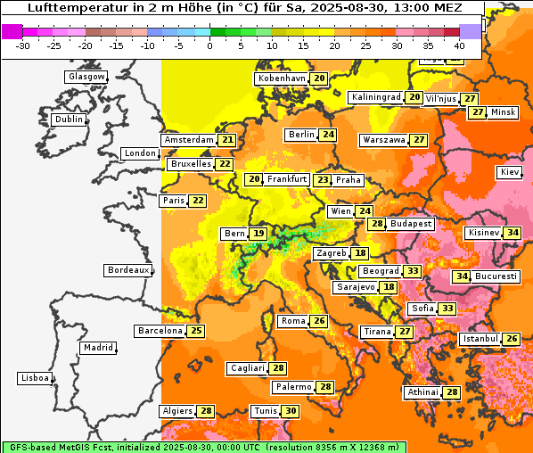 Temperatur, 30. 8. 2025
