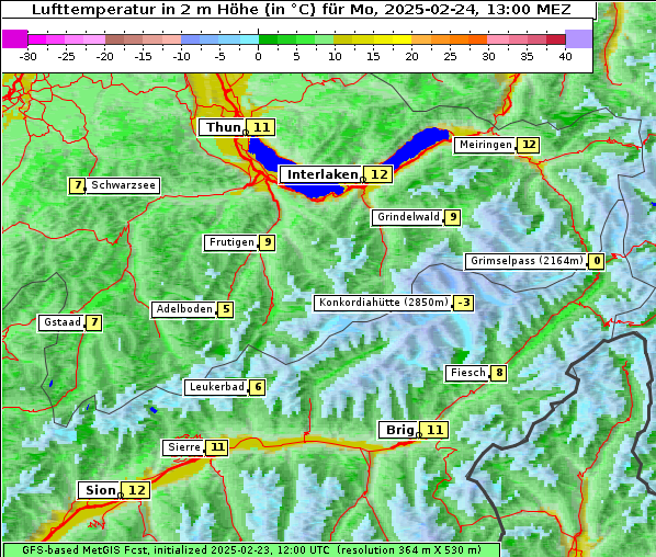 Temperatur, 24. 2. 2025