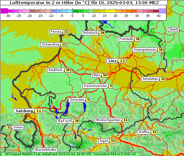 Temperatur, 4. 3. 2025