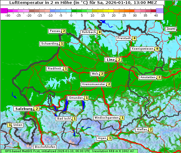 Temperatur, 10. 1. 2026