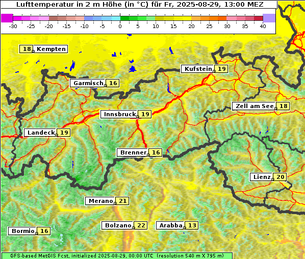 Temperatur, 29. 8. 2025