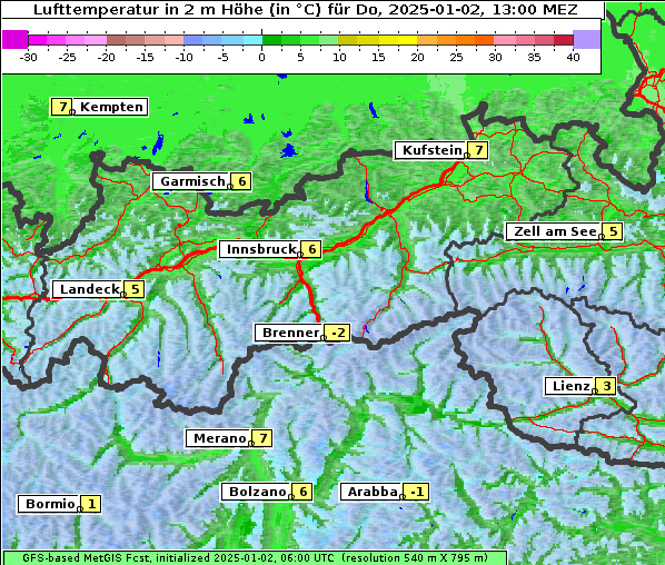 Temperatur, 2. 1. 2025