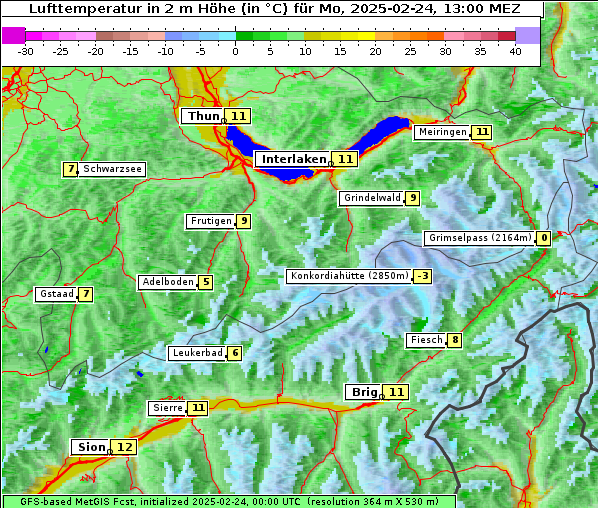 Temperatur, 24. 2. 2025