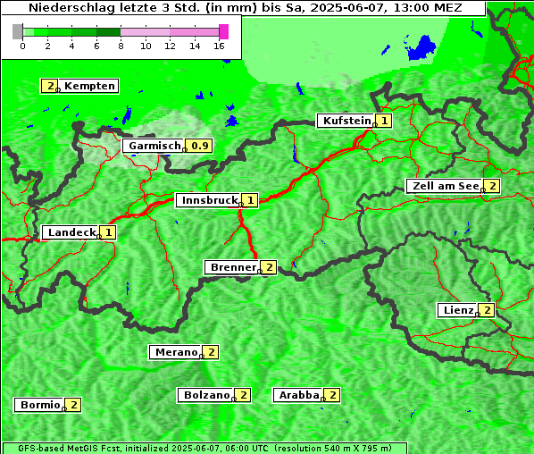 Niederschlag, 7. 6. 2025