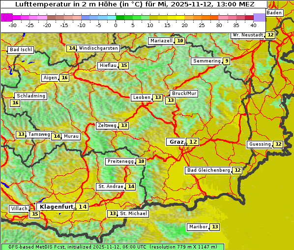 Temperatur, 12. 11. 2025