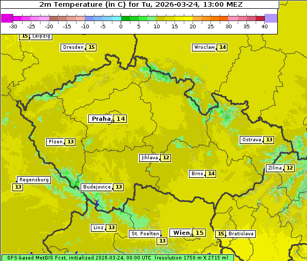 Temperatur, 24. 3. 2026