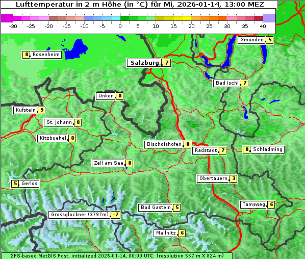 Temperatur, 14. 1. 2026