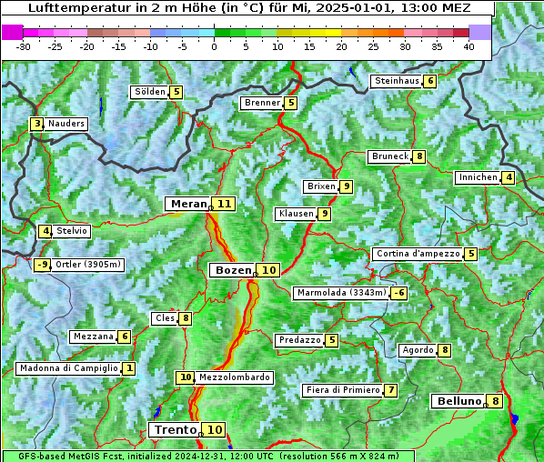 Temperatur, 1. 1. 2025