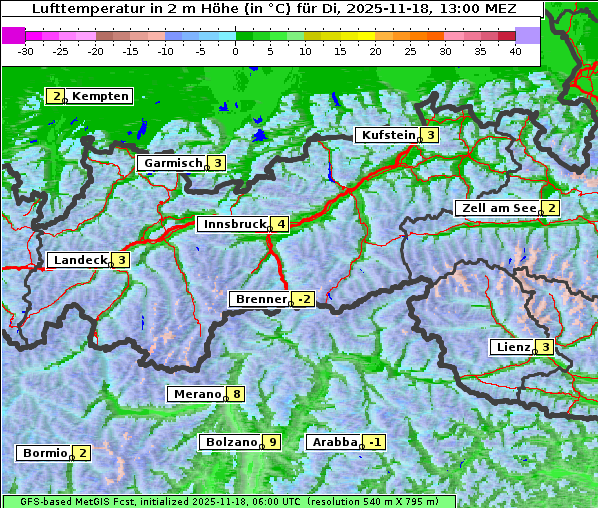 Temperatur, 18. 11. 2025