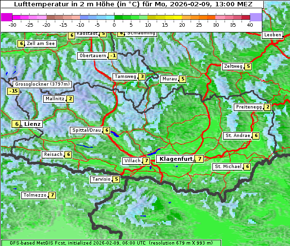 Temperatur, 9. 2. 2026