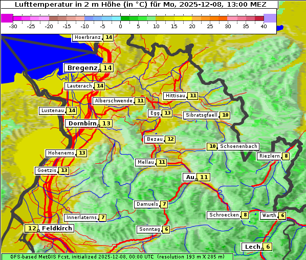 Temperatur, 8. 12. 2025
