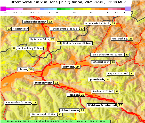 Temperatur, 6. 7. 2025