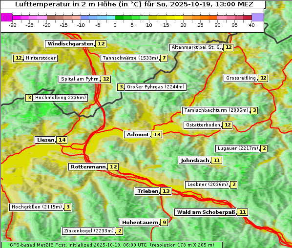 Temperatur, 19. 10. 2025