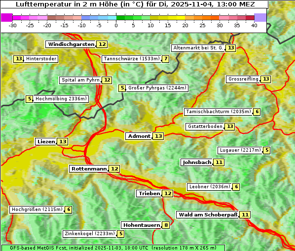Temperatur, 4. 11. 2025