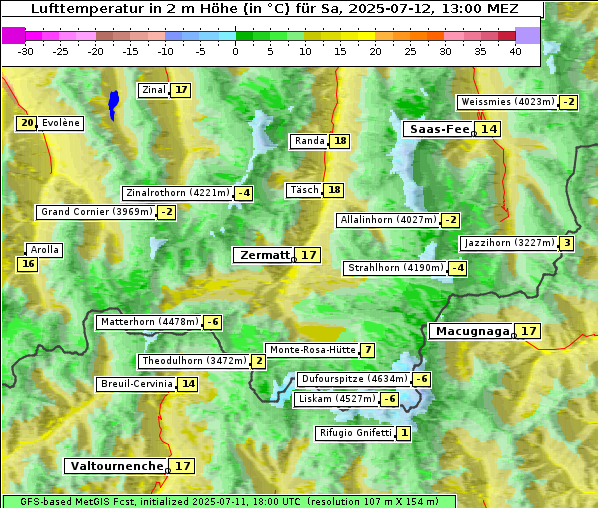 Temperatur, 12. 7. 2025
