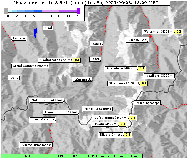 Neuschnee, 8. 6. 2025