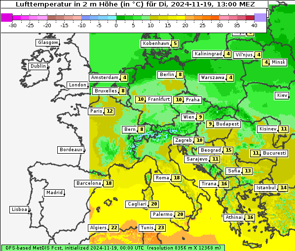 Temperatur, 19. 11. 2024