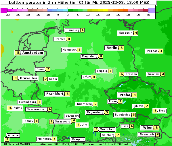 Temperatur, 3. 12. 2025