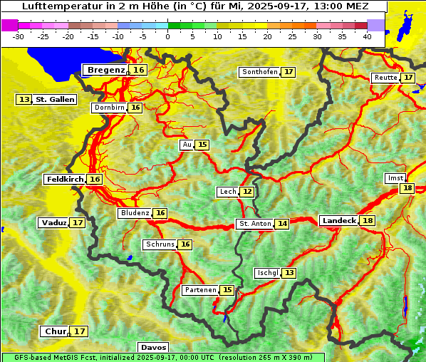 Temperatur, 17. 9. 2025