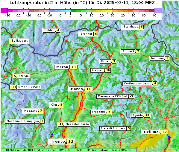 Temperatur, 11. 3. 2025