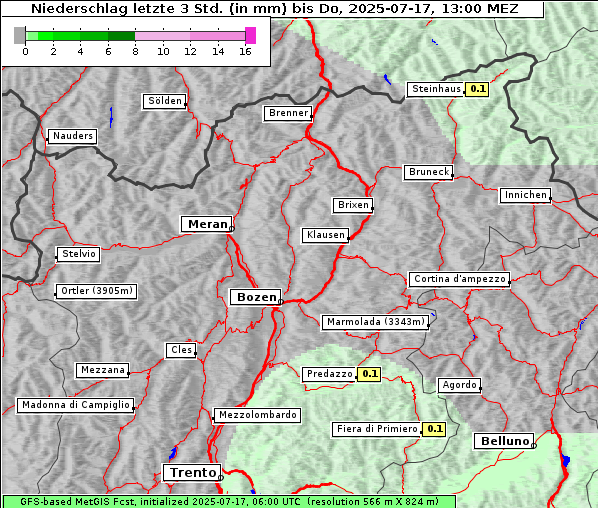 Niederschlag, 17. 7. 2025