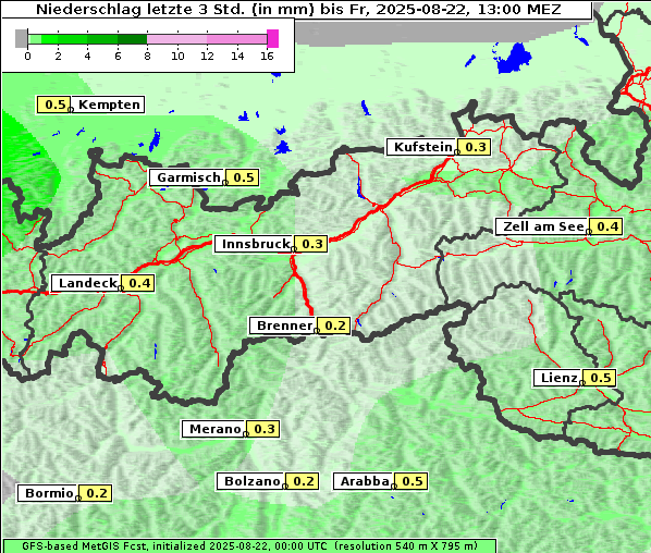Niederschlag, 22. 8. 2025