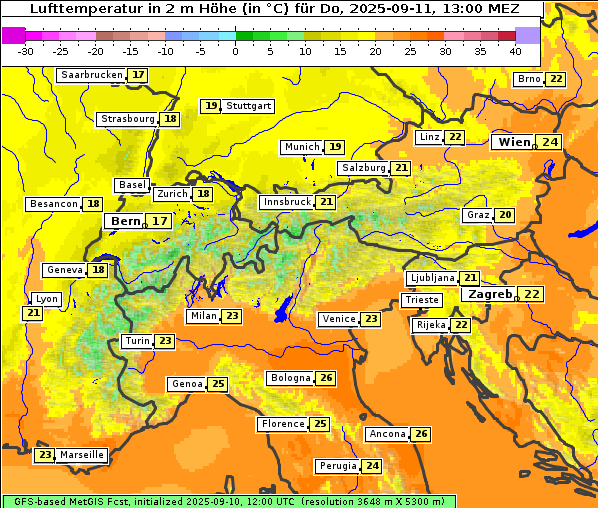 Temperatur, 11. 9. 2025