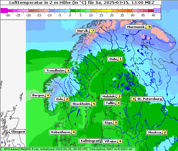 Temperatur, 15. 3. 2025