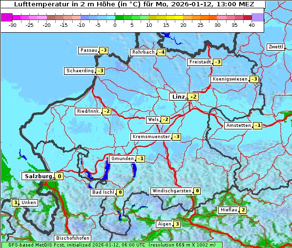 Temperatur, 12. 1. 2026