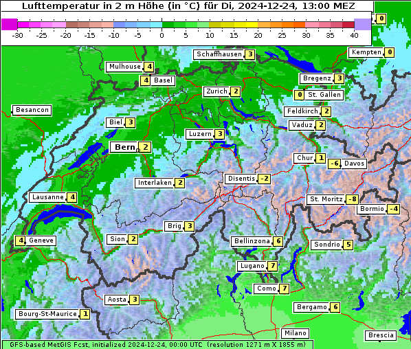 Temperatur, 24. 12. 2024