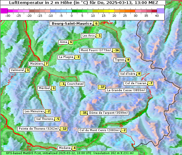 Temperatur, 13. 3. 2025