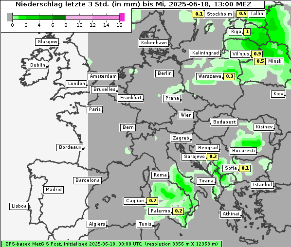 Niederschlag, 18. 6. 2025