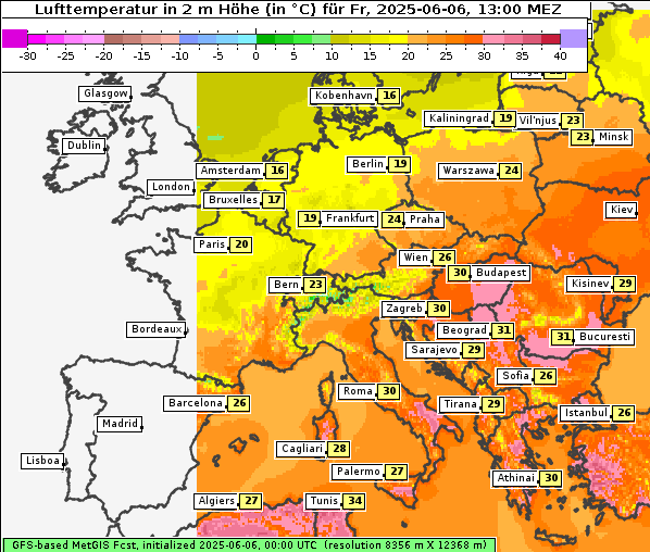 Temperatur, 6. 6. 2025